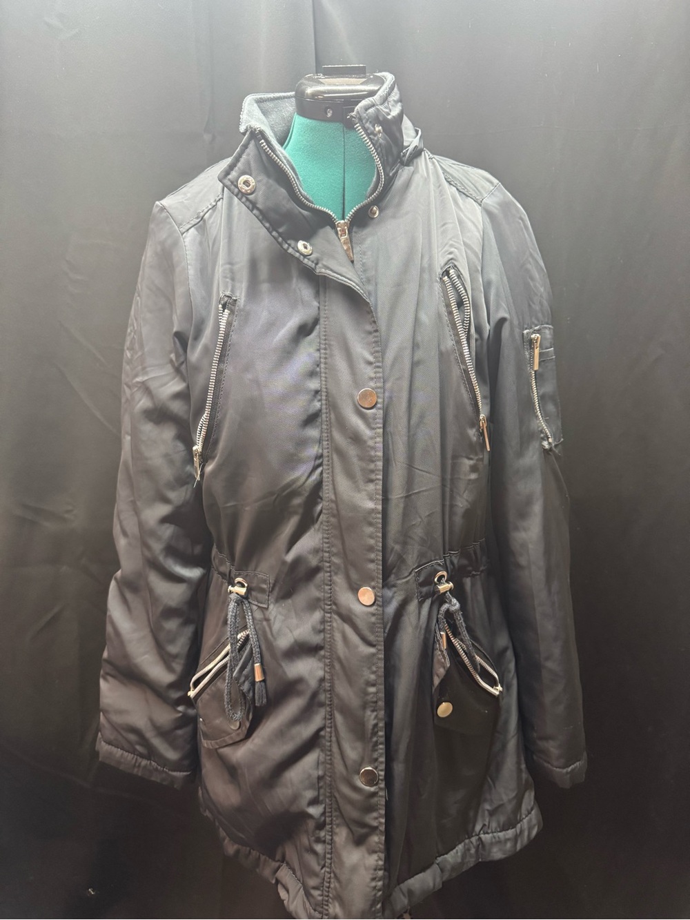 YMI Navy Quilted-Trim Utility Ski Jacket